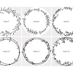 four circular frames with floral designs on them