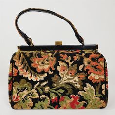 Vintage Garay Floral Tapestry Handbag Top Handle Purse Satchel Tapestry Handbag, Tapestry Handbags, Floral Tapestry, Vintage Wear, Vintage Accessories, Top Handle, Favorite Things, Satchel, Bag Accessories