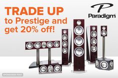 an advertisement for the new prestige and get 20 % off on all products, including speakers