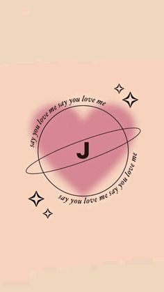 a pink heart with the letter j on it's side and stars around it