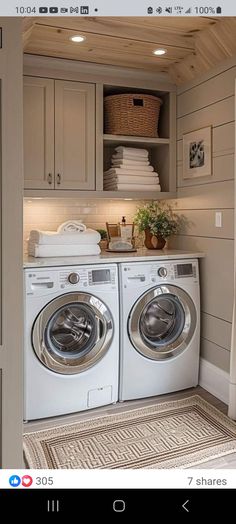 a washer and dryer in a small room