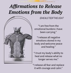 the back of a man's torso and chest with text about affirmations to release