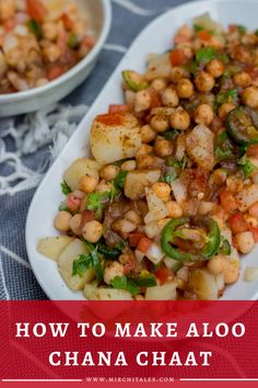 a white plate topped with chickpeas and vegetables