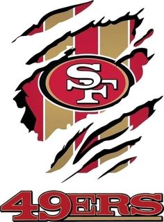 the san franciscos logo is shown in red, gold and white with black stripes