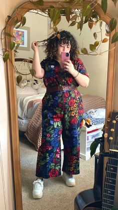 Lucy And Yak Jumpsuit, Lucy And Yak Plus Size, Lucy Yak Outfit, Maximalist Outfits Midsize, Curvy Eclectic Fashion, Plus Size Bright Outfits, 90s Mom Aesthetic Outfit, Eclectic Style Fashion Plus Size, Plus Size Art Teacher Outfits