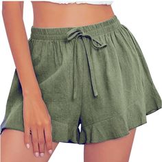 Brand New Has No Tags Never Been Worn Size Small Super Cute But Never Wear I Have To Downsize My Closet Casual Green Ruffled Bottoms, Casual Green Shorts With Ruffles, Casual Green Ruffled Shorts, Green Ruffled Shorts For Summer, Cheetah Shorts, Cute Sweats, Shein Shorts, Sailor Shorts, White Skort