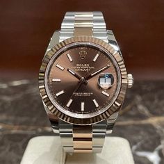 Rolex Datejust 41 Oyster Choco Dial NEW Ref.126331 126331 Automatic 41mm Brown Gold/Steel - Watch with original box and original papers - 3235 - 10ATM - Sapphire crystal - 2021 Rolex Date Just, Life Goals Future, Collection Ideas, Rolex Date, Nice Jewelry, Luxury Watches For Men, Rolex Datejust, Steel Watch, Watch Collection