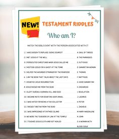 a printable bible study guide for the new testament riddles who am i?