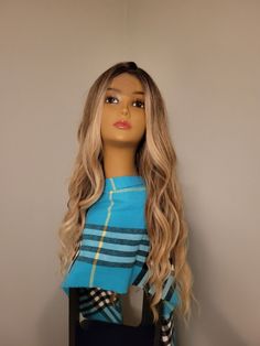 LONG VOLUMINOUS GOLDEN HIGHLIGHTS BLONDE DIRTY BLONDE WAVY WIG LACE Carmel Blonde, Wig Wavy, Golden Highlights, Highlights Blonde, Wavy Wig, Wig Lace, Dirty Blonde, Head Hair