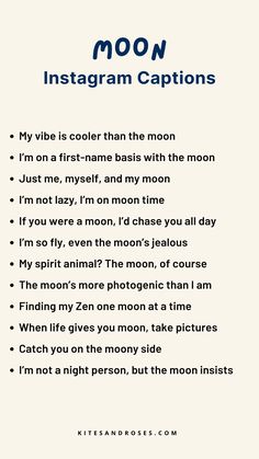 a poem with the words moon instagram captions