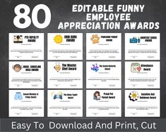 printable employee appreciation cards with the words,'easy to use and print out