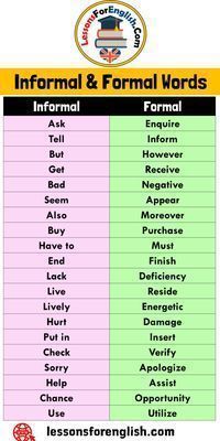 two different types of formal and formal words