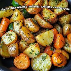 Looking for a simple yet delicious side dish? These Garlic Herb Roasted Potatoes, Carrots, and Zucchini are sure to impress! 🥔🥕🥒✨

Ingredients:
- 4 cups potatoes, diced
- 2 cups carrots, sliced
- 2 cups zucchini, sliced
- 3 tbsp olive oil
- 3 cloves garlic, minced
- 1 tbsp dried rosemary

Directions:
1. First, preheat your oven to 400°F (200°C) to get things heating up! 
2. In a large bowl, toss together the diced potatoes, sliced carrots, and zucchini. 
3. Drizzle everything with olive oil a...