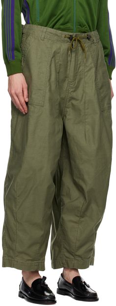 Slub cotton canvas trousers. · Bungee-style drawstring and button tabs at elasticized waistband · Four-pocket styling · Zip-fly · Darts at front Supplier color: Olive Needles Clothing, Cotton Canvas, Women Wear, Perfect Clothing, Trousers, Outfit Accessories, For Women, Canvas, Green