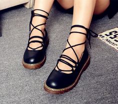 New Cute Black Lace Up Round Toe Flat Shoes G-3008 from Eoooh❣❣ Black Ankle-high Lace-up Shoes For Spring, Ankle-high Black Lace-up Shoes For Spring, Spring Black Platform Lace-up Shoes, Trendy Closed Toe Lace-up Shoes, Casual High Heel Lace-up Shoes For Fall, Casual Lace-up Platform Heels, Black Closed Toe Lace-up Shoes For Spring, Trendy Closed-toe Lace-up Shoes With Platform, Fall Platform Lace-up Closed Toe Shoes