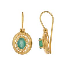 Emerald Vermeil 14K Gold Over Sterling Silver Earring 925 Silver = 2.95 gm. Emerald = 2.90 ct. Emerald is the birthstone for May and is a symbol of rebirth and love. The beautiful earring measures to be 1 inches long including the wire and 0.50 inches wide at its maximum points. The earrings have been made by a team of highly trained and skilled artisans. What is Vermeil 14K Gold? It is a thick layer of 14K Gold plating on 925 Sterling Silver. If for any reason you are not completely satisfied, Heirloom Gemstone Earrings For Anniversary, Classic Pierced Jewelry For May Birthstone, Oval Yellow Gold Earrings Gift, Pierced Earrings For Anniversary With May Birthstone, May Birthstone Pierced Earrings For Anniversary, Anniversary Earrings With May Birthstone, 14k Gold Round Earrings For May Birthstone, Pierced Jewelry For Anniversary Featuring May Birthstone, Sterling Silver Yellow Gold Earrings For May Birthstone