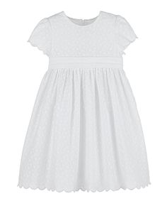 Casero & Associates Casero & Associates White Embro Dress - Little Miss Muffin Children & Home Baby Club, White Embroidered Dress, Church Dress, Chic Baby, Church Dresses, Children's Boutique, Girls Wardrobe, Scalloped Hem