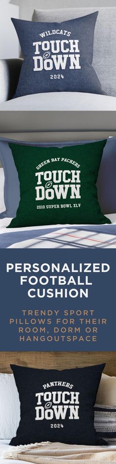 Personalized Football Cushion for Game Day Decor Custom Name Pillow Football Gift for Player or Fan Team Sports Bedroom Throw Pillow Decor - Etsy New Zealand Vintage Sports Decor, Sports Bedroom, Bedroom Throw, Sport Bedroom, Name Pillow, Throw Pillows Bedroom, Sports Decor