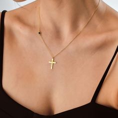 This stunning Cross Birthstone Necklace is the perfect accessory to add a touch of elegance to any outfit. Made with a delicate Gold Pendant Cross and embellished with a birthstone of your choice, this Necklace for Women is a thoughtful Gift for Her. Make it extra special by personalizing it with a name or message of your choice, creating a truly unique piece that will be treasured for years to come. Give the gift of timeless beauty with this Personalized Cross Name Necklace - a wonderful gift for any occasion. ♡ CROSS ∙ BIRTHSTONE ∙ NECKLACE ◇  ◇ Made to Order ◇ Material Options: 14k Solid Gold and High Quality 925k Silver  ◇ Birthstone Options: High Quality Cubic Zircon stones ◇ Dimensions: 14 mm x 20 mm ( 0.55'' x 0.79'') ◇ Color Options: Yellow Gold ∙ Rose Gold ∙ White Gold ◇ All our j Elegant Gemstone Cross Necklace, Elegant Personalized Cross Jewelry, Elegant Personalized Cross Necklace, Personalized Elegant Cross Necklace, Elegant Cross Necklace For Mother's Day, Elegant Personalized Cross Pendant Jewelry, Delicate Cross Jewelry Gift, Elegant Pendant Cross Necklace As Gift, Elegant Pendant Cross Necklace For Gift