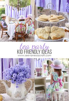 tea party kid friendly ideas with purple flowers