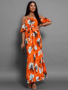 Plisse Fabric, Shoulder Design, Spring 2024, Day And Night, Stunning Dresses, Off The Shoulder, Maxi Dress, Orange, Fabric