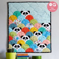 an image of a baby quilt with pandas on it and the words photo patterns for baby quilts