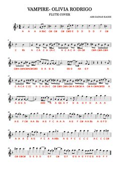 flute, flute sheet music, music notes, Olivia Rodrigo, Vampire by Olivia Rodrigo, violin music, violin sheet music, popular sheet music, woodwind sheet music, c instrument, instrumental, music Flute Beginner Music Sheets, Flute Sheet Music With Letter Notes, Flute Music Sheet With Notes, Violin Sheet Music For Beginners With Letters, Careless Whisper Flute Sheet Music, Easy Violin Sheet Music With Letters, Songs On The Flute, Songs For Violin, Fun Violin Sheet Music