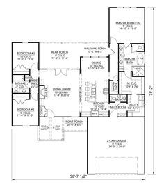 the first floor plan for a home with two bedroom and an attached living room area