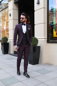 Wine Suit, Slim Fit Groom Suit, Reception Suits, Wedding Suits Men Black, Terno Slim Fit, Best Wedding Suits, Suits Men Slim, Prom Suits For Men, Groom Dress Men