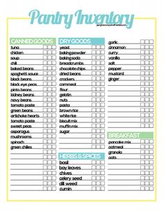 the printable freezer inventory list is shown