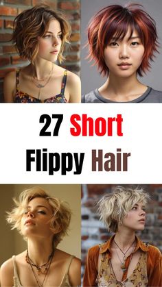 Discover the perfect style for a fresh new look with our collection of short flippy haircuts! Short flippy hair is the ultimate trend for a fun, vibrant, and dynamic appearance. Whether you're looking for a chic pixie cut, a trendy bob with playful flips, or a sleek layered style, these short flippy hairstyles will add movement and texture to your look. Ideal for all hair types, short flippy haircuts are perfect for enhancing volume and showcasing your unique personality. Explore these inspiring short flippy hair ideas and find the perfect cut to revamp your style today! Flippy Hair Short, Short Messy Layered Hair, Artsy Short Hair, Short Shaggy Haircuts Choppy Layers Fine Hair Bob Hairstyles Curly, Shaggy Chin Length Hair, Short Hair Flipped Out Ends, Pixie Bob Haircut Layered, Flipped Out Bob