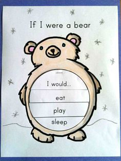 a drawing of a bear holding a sign that says if i were a bear, i would eat play sleep