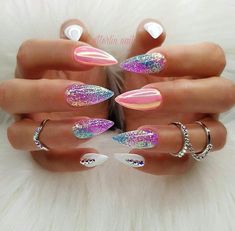 Trendy Nail Polish, Unicorn Nails, Dream Nails, Gorgeous Nails, Acrylic Nail Designs, Nail Stickers, Trendy Nails, Nail Art Design, Beauty Nails