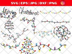 christmas lights and swirls svg files for cutting, cricking or embroidery