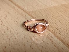 Cats Eye Ring Rose Gold Wire Wrapped Ring in Peach | Etsy