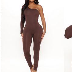 Size: M Never Been Worn!! Brown Stretch Jumpsuits And Rompers For Party, Trendy Brown Jumpsuits And Rompers For Night Out, Trendy Brown Jumpsuit For Night Out, Brown Jumpsuit For Night Out In Spring, Fashion Nova Jumpsuit, Fashion Nova Pants, M Pants, Jumpsuit Fashion, Workout Clothes