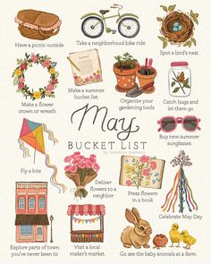 a poster with many different things to see in the picture, including flowers and other things