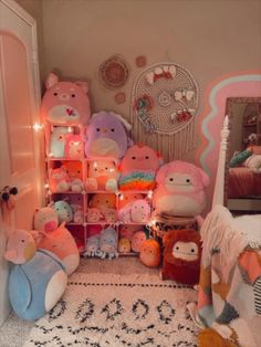 a room filled with lots of stuffed animals