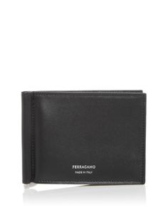 Ferragamo Men's Leather Money Clip Bifold Wallet Formal Bifold Wallet With Coin Pocket, Trifold Wallet With Coin Pocket For Business, Business Card Holder With Coin Pocket, Leather Money Clip, Bifold Wallet Men, Leather Money Clips, Ferragamo Men, Bifold Wallet, Money Clip