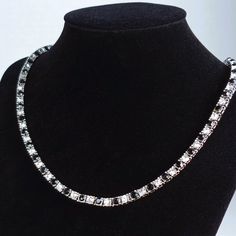 Brand New Men's Black Onyx & Diamond Chain Details: Length - 18" Width 4mm 925 Sterling Silver Genuine 2ct Lab Created Diamonds Natural 2ct Black Onyx Gemstones Retail Price $400 Buy With Confidence From A Top Rated Seller W/ A 99%+ Feedback Rating! A0436 (Id-248) Luxury Silver Gemstone Tennis Necklace, Silver Diamond Tennis Necklace With Gemstones, Formal Silver Gemstone Tennis Necklace, Luxury Black Cubic Zirconia Necklaces, Luxury Black Cubic Zirconia Necklace, Formal Black Jewelry With Silver Chain, Gift Silver Necklace With Black Diamonds, Luxury Black Stone Jewelry, Classic Silver Jewelry With Black Diamonds