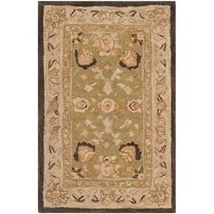 a rug with an animal design on the front and side of it, in beige