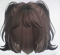 a drawing of a woman's head with long brown hair and bangs on it