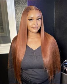 Wig Colours Black Women, Brown Buss Down Middle Part, Color Sew In, Colored Wigs On Dark Skin, Black Straight Wig, Weave Colors, Estilo Megan Fox, Ginger Brown