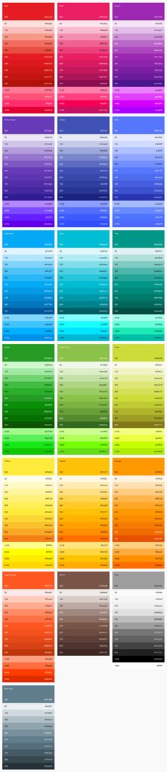 the color chart is shown with different colors