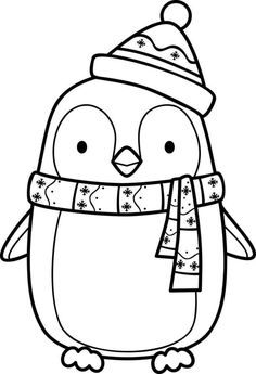 a penguin wearing a hat and scarf