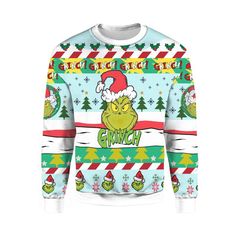 an ugly sweater with the grin on it