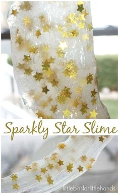 the website for sparkle star slime is open and showing gold stars on white fabric