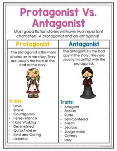 the protagnist vs anagonist poster with two different characters in each one