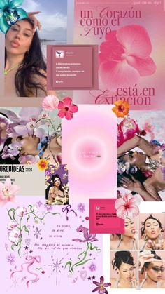 a collage of different images with flowers on them