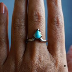 "This fine sterling silver ring features natural turquoise. Adjustable ring band allows you to wear it on any finger or stack with others. 100% Solid 925 sterling silver Authentic turquoise from Arizona, US Handcrafted Size: adjustable band, fits all sizes * By Sowell Jewelry. Stamped with \"925\" and \"SJ\" Official site: www.sowelljewelry.com SUBSTANTIAL PACKAGING: To ensure our packaging is as eco-friendly as possible, we only use recyclable materials such as paper and cardboard." Unique Stackable Turquoise Ring For Anniversary, Spiritual Sterling Silver Turquoise Promise Ring, Teardrop Turquoise Sterling Silver Rings, Turquoise Stackable Ring For Promise, Turquoise Stackable Promise Ring, Turquoise Teardrop Rings For Anniversary, Spiritual Turquoise Gemstone Ring For Promise, Spiritual Turquoise Ring For Promise, Spiritual Turquoise Gemstone Promise Ring